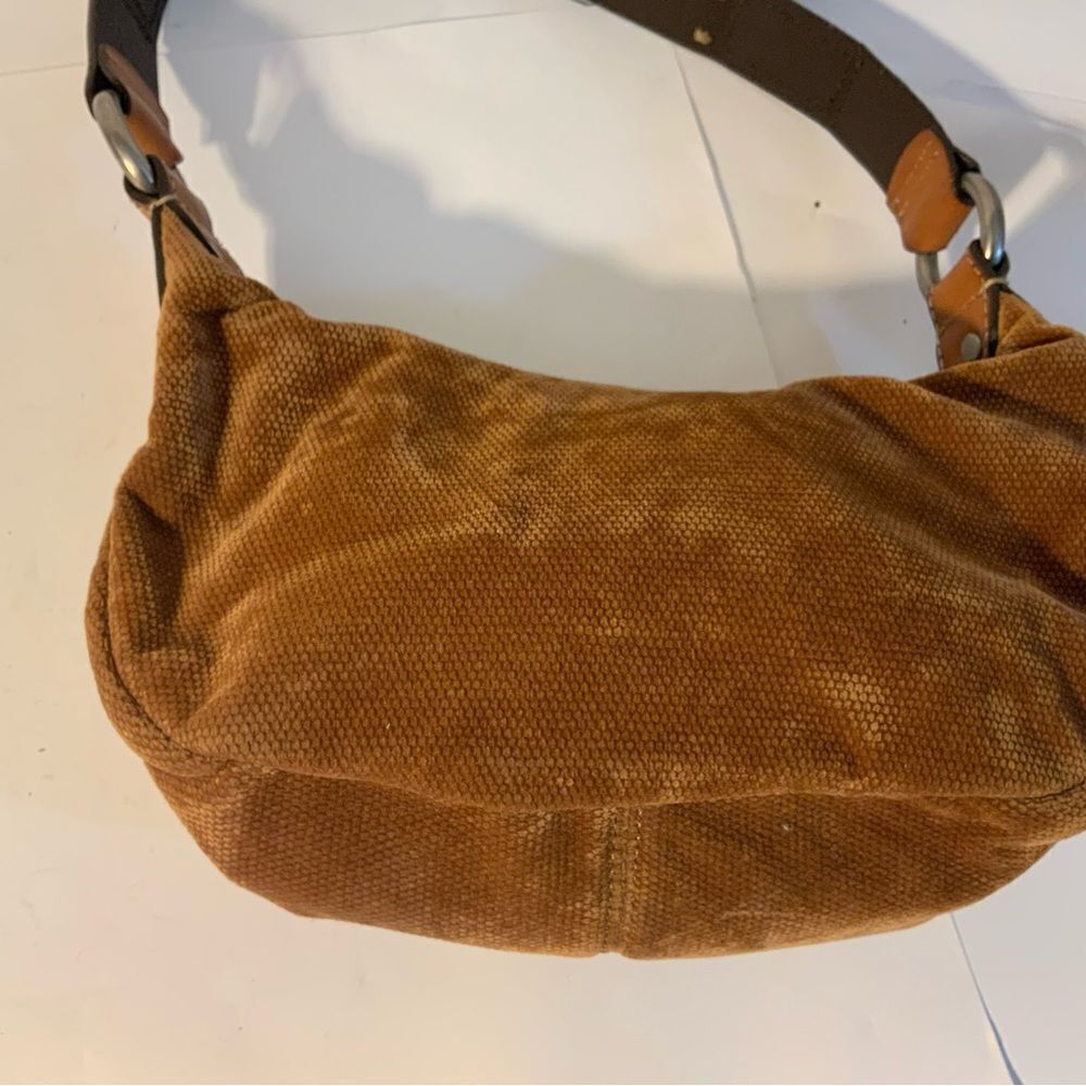 Fossil Brown Brushed Corduroy Velvet  Handbag Leather University of AL Strap - Picture 9 of 12